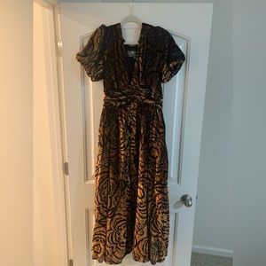 Anthropologie NWT Burnout Velvet Dress 10 Brown Motif